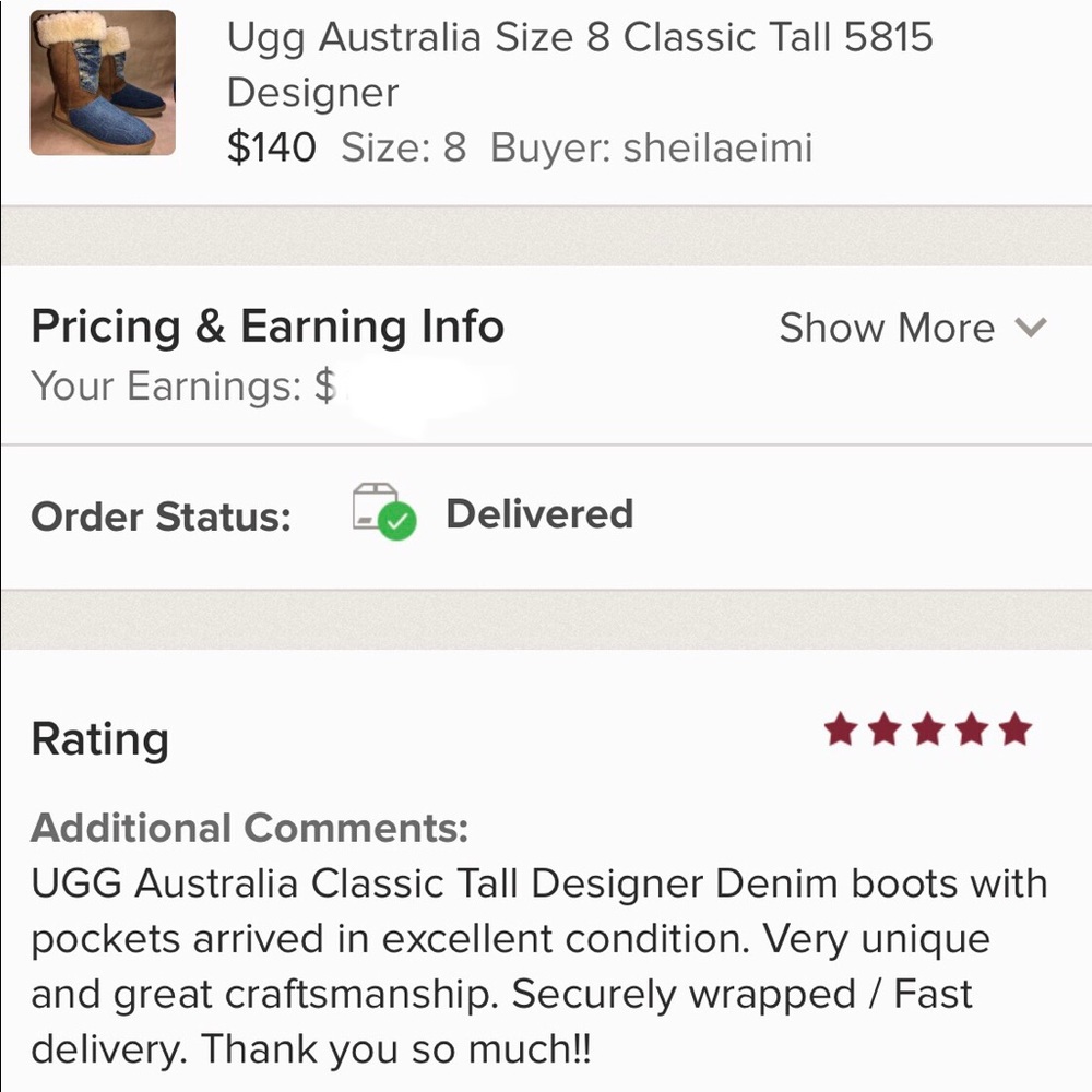 Designer UGGS! Thank You for the ⭐️⭐️⭐️⭐️⭐️